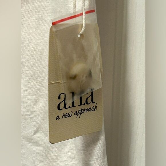 A.n.a Linen white button up dress Women’s Large Lined flutter sleeve New - Picture 7 of 15